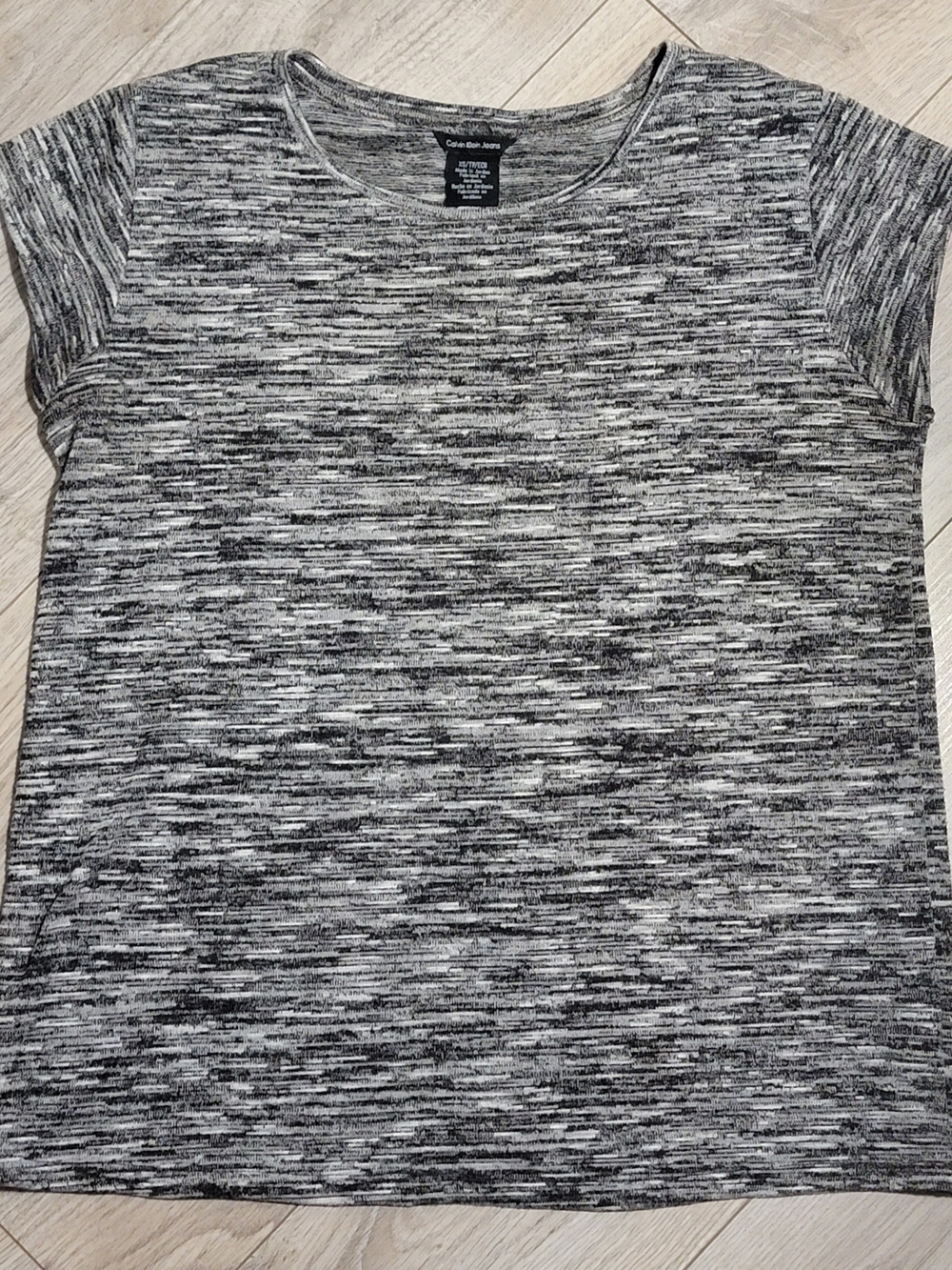 Calvin Klein Short Sleeve Space-Dye Tee in Black & White